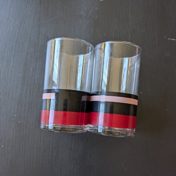 Vintage set of 2 Pierre Cardin matching red, black, & light red glasses - Picture 2 of 9